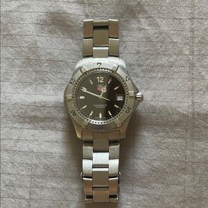 Tag Heuer Silver Steel Dive Watch with Black Dial unisex